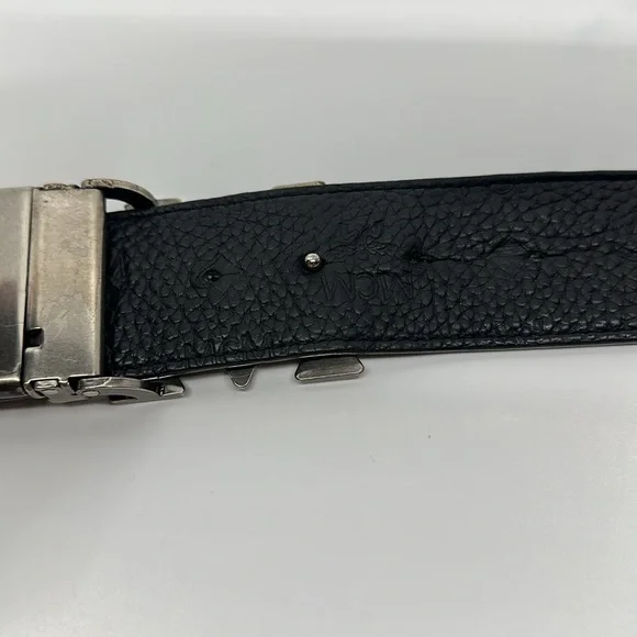 MCM Black Leather Reversible Belt with Silver M Buckle - Picture 16 of 16